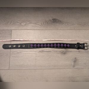 Dolls Kill Funk Plus Studded Purple And Black Faux Leather Collar